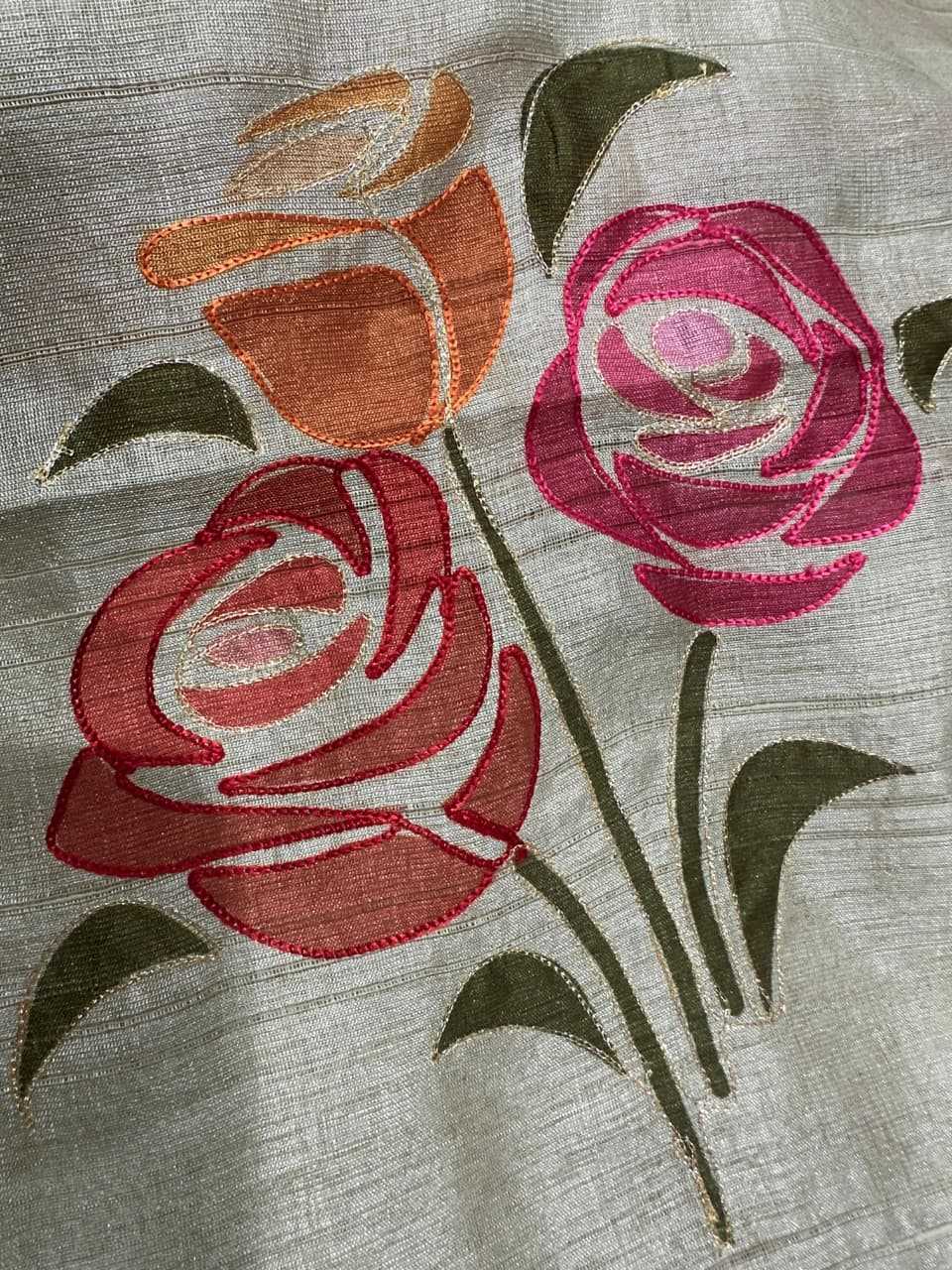 Ynf Cotton KESH500 Red Rose Sarees Wholesale Hand Printed Saree Cotton Sarees Linen Sarees Manufacturer- Kapda Export