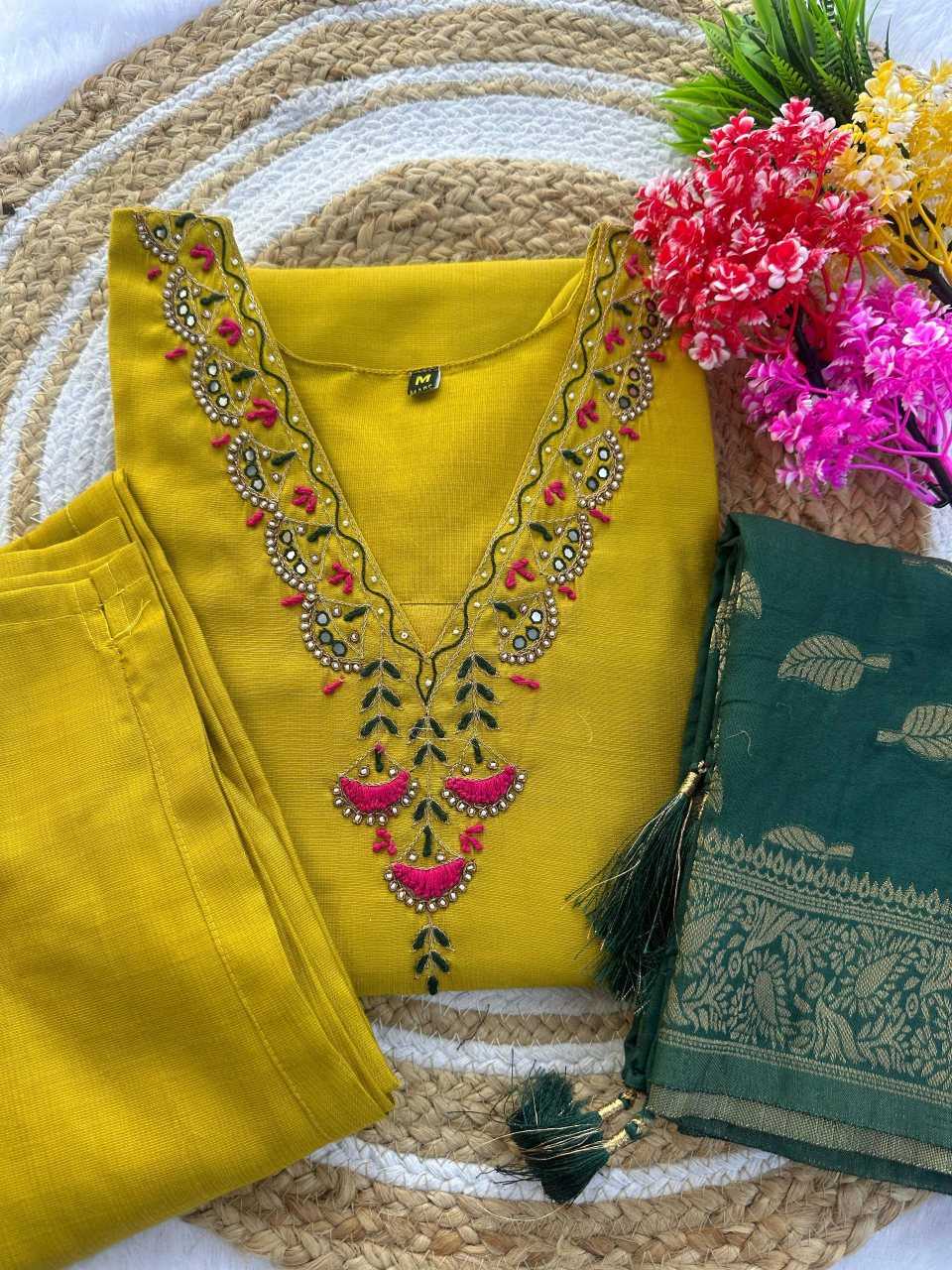 Ynf Cotton KESH601 224 Kurti Wholesale Workwear Kurtis Festive Kurtis Yellow Kurtis Manufacturer- Kapda Export