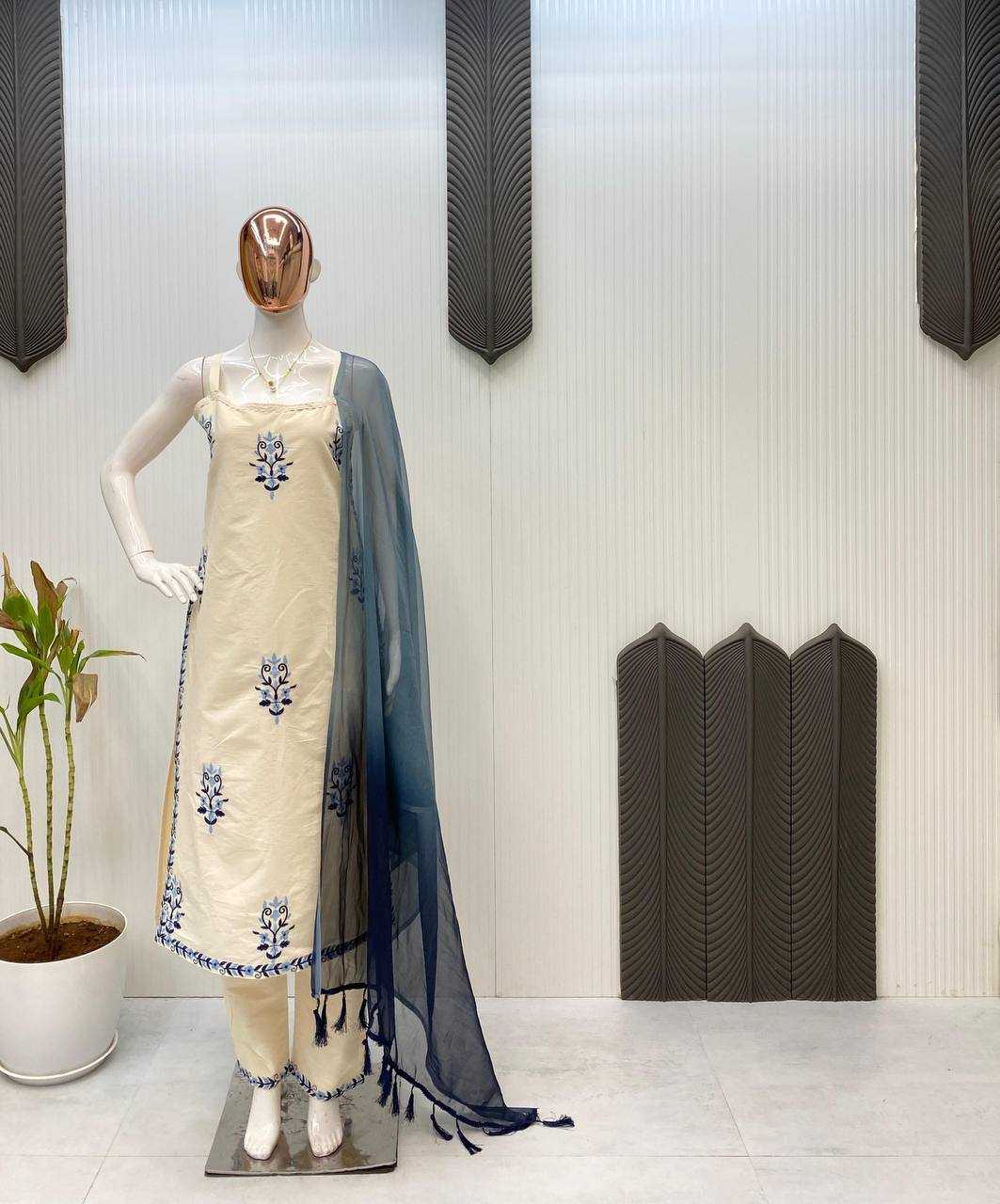 Ynf Cotton RIN141 1983 Suits & Dresses Festive Collections Wholesale Embroidered Dresses Cotton Dresses Sleeveless Dresses Manufacturer- Kapda Export