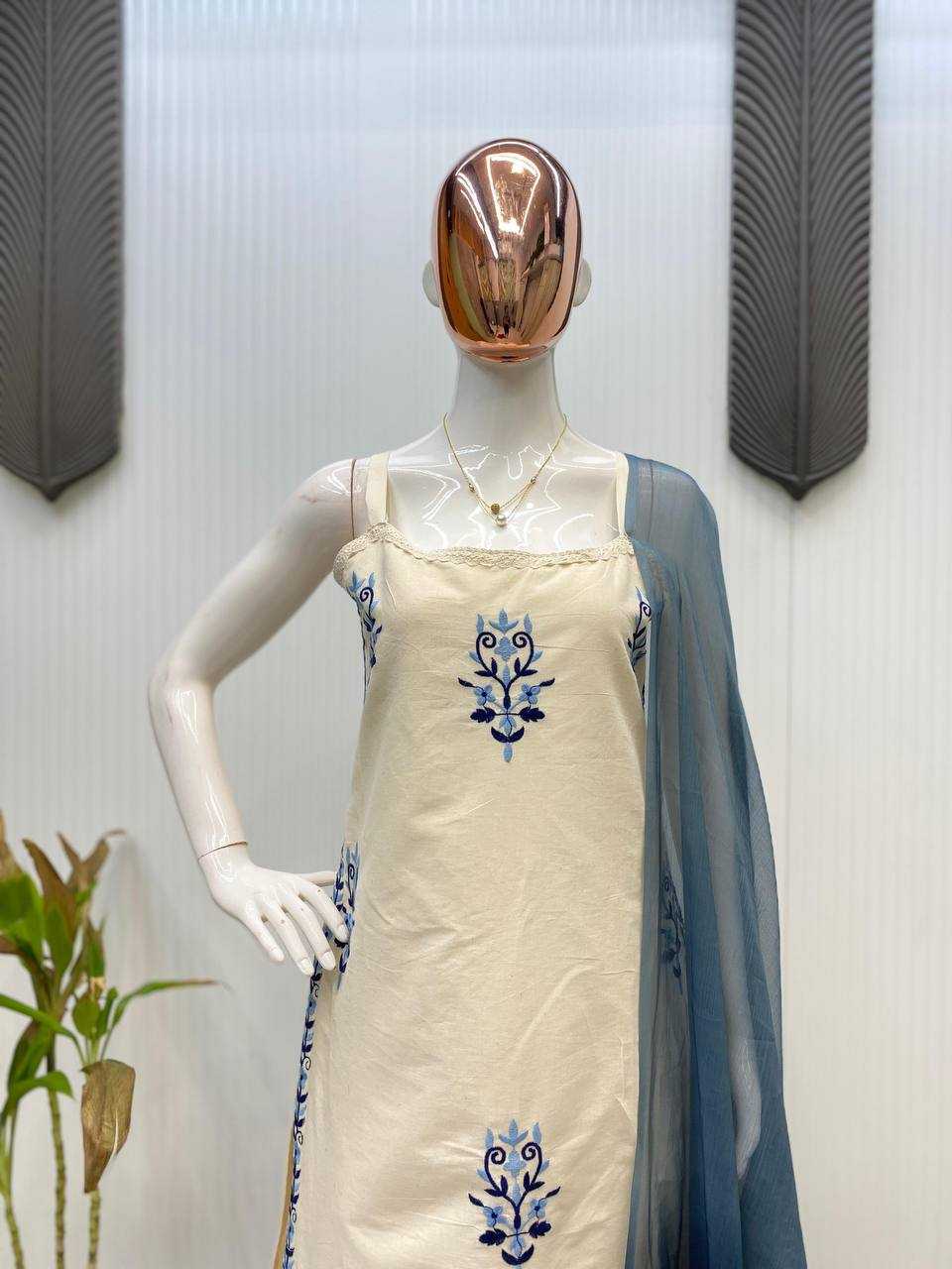 Ynf Cotton RIN141 1983 Suits & Dresses Festive Collections Wholesale Embroidered Dresses Cotton Dresses Sleeveless Dresses Manufacturer- Kapda Export