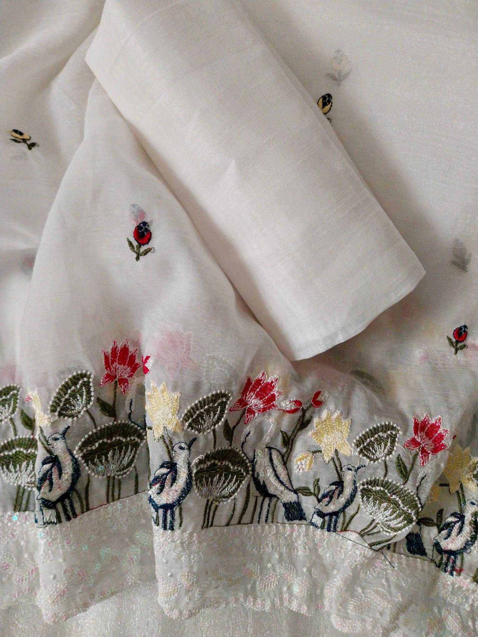 Ynf Crush Silk RIN164 SALT Silk Sarees Festive Collections Wholesale Embroidered Silk Sarees White Silk Sarees Onam Collections Manufacturer- Kapda Export