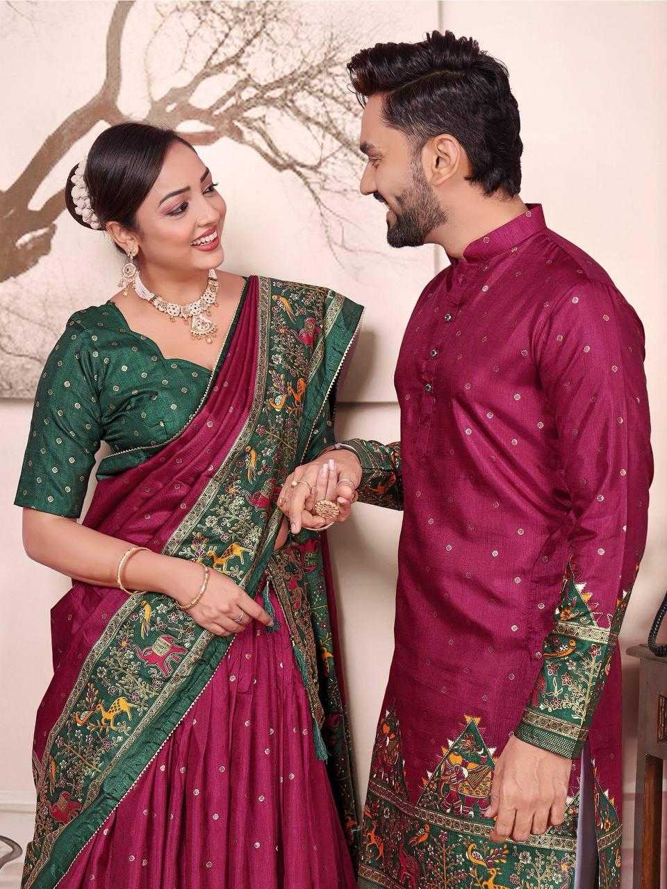 Ynf Dola Silk RIN131 SWEET HEART Couple Wear Wholesale Couple Matching Ethnic Outfits Festive Matching Couple Dresses Party Wear Couple Ethnic Collection Manufacturer- Kapda Export