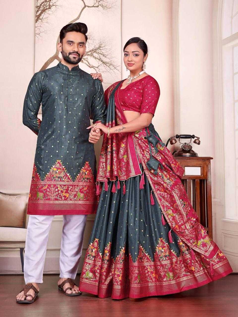 Ynf Dola Silk RIN131 SWEET HEART Couple Wear Wholesale Couple Matching Ethnic Outfits Festive Matching Couple Dresses Party Wear Couple Ethnic Collection Manufacturer- Kapda Export