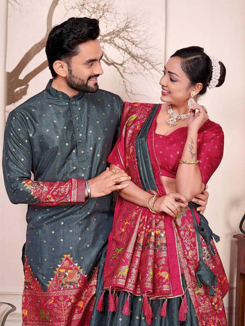 Ynf Dola Silk RIN131 SWEET HEART Couple Wear Wholesale Couple Matching Ethnic Outfits Festive Matching Couple Dresses Party Wear Couple Ethnic Collection Manufacturer- Kapda Export