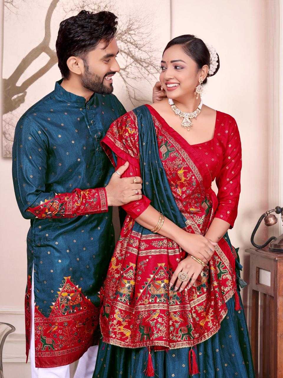 Ynf Dola Silk RIN183 SWEET HEART-1 Couple Wear Wholesale Couple Matching Ethnic Outfits Festive Matching Couple Dresses Designer Ethnic Outfits for Couples Manufacturer- Kapda Export