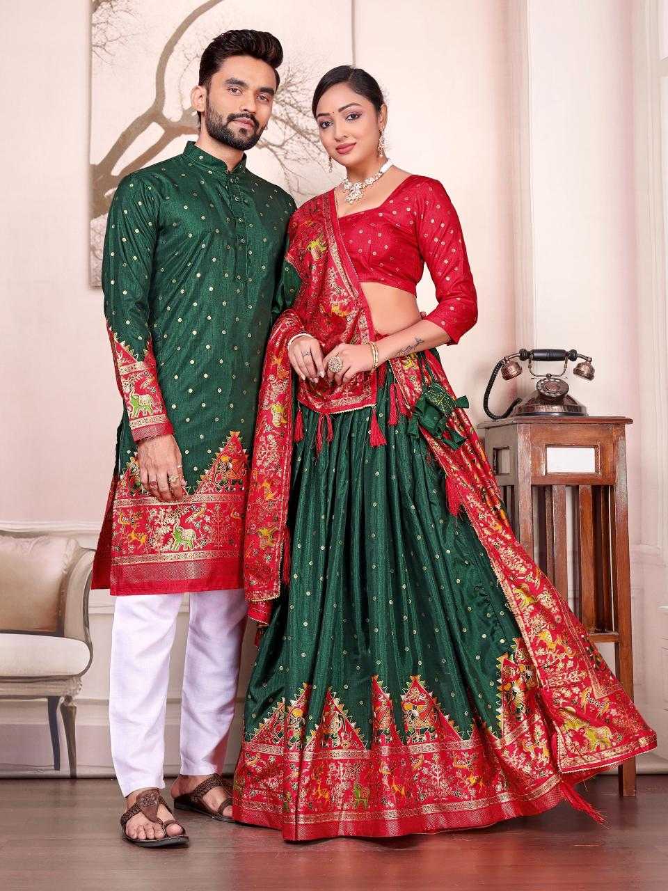 Ynf Dola Silk RIN183 SWEET HEART-1 Couple Wear Wholesale Couple Matching Ethnic Outfits Festive Matching Couple Dresses Designer Ethnic Outfits for Couples Manufacturer- Kapda Export