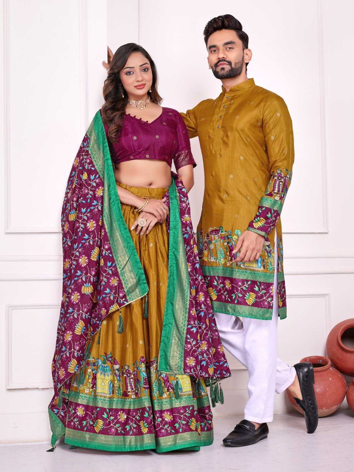 Ynf Dola Silk RIN183 SWEET HEART-2 Couple Wear Wholesale Couple Matching Ethnic Outfits Festive Matching Couple Dresses Party Wear Couple Ethnic Collection Manufacturer- Kapda Export