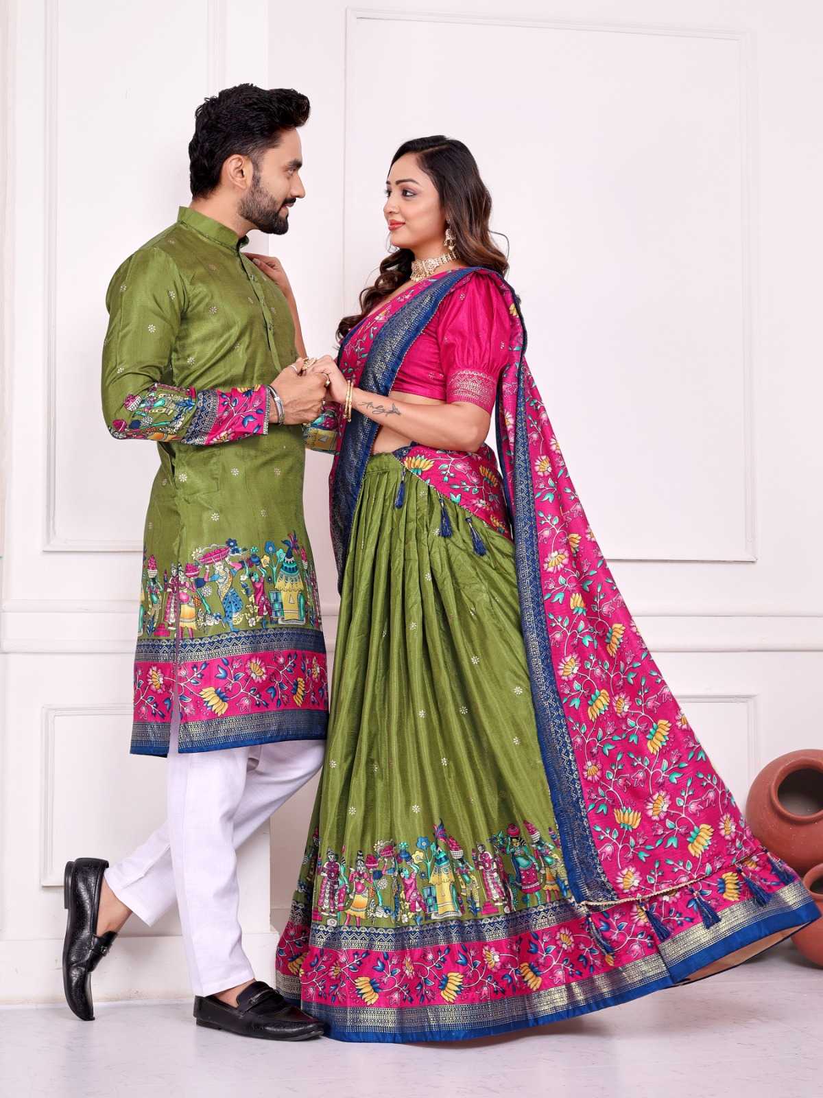 Ynf Dola Silk RIN183 SWEET HEART-2 Couple Wear Wholesale Couple Matching Ethnic Outfits Festive Matching Couple Dresses Party Wear Couple Ethnic Collection Manufacturer- Kapda Export