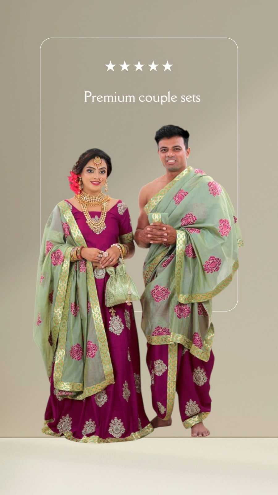 Ynf Fancy KESH581 01 Couple Wear Wholesale Couple Matching Ethnic Outfits Festive Matching Couple Dresses Designer Ethnic Outfits for Couples Manufacturer- Kapda Export