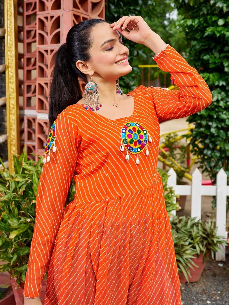 Ynf Faux Georgette KESH564 136 Kurti Wholesale Festive Kurtis Bandhani Kurtis Manufacturer- Kapda Export