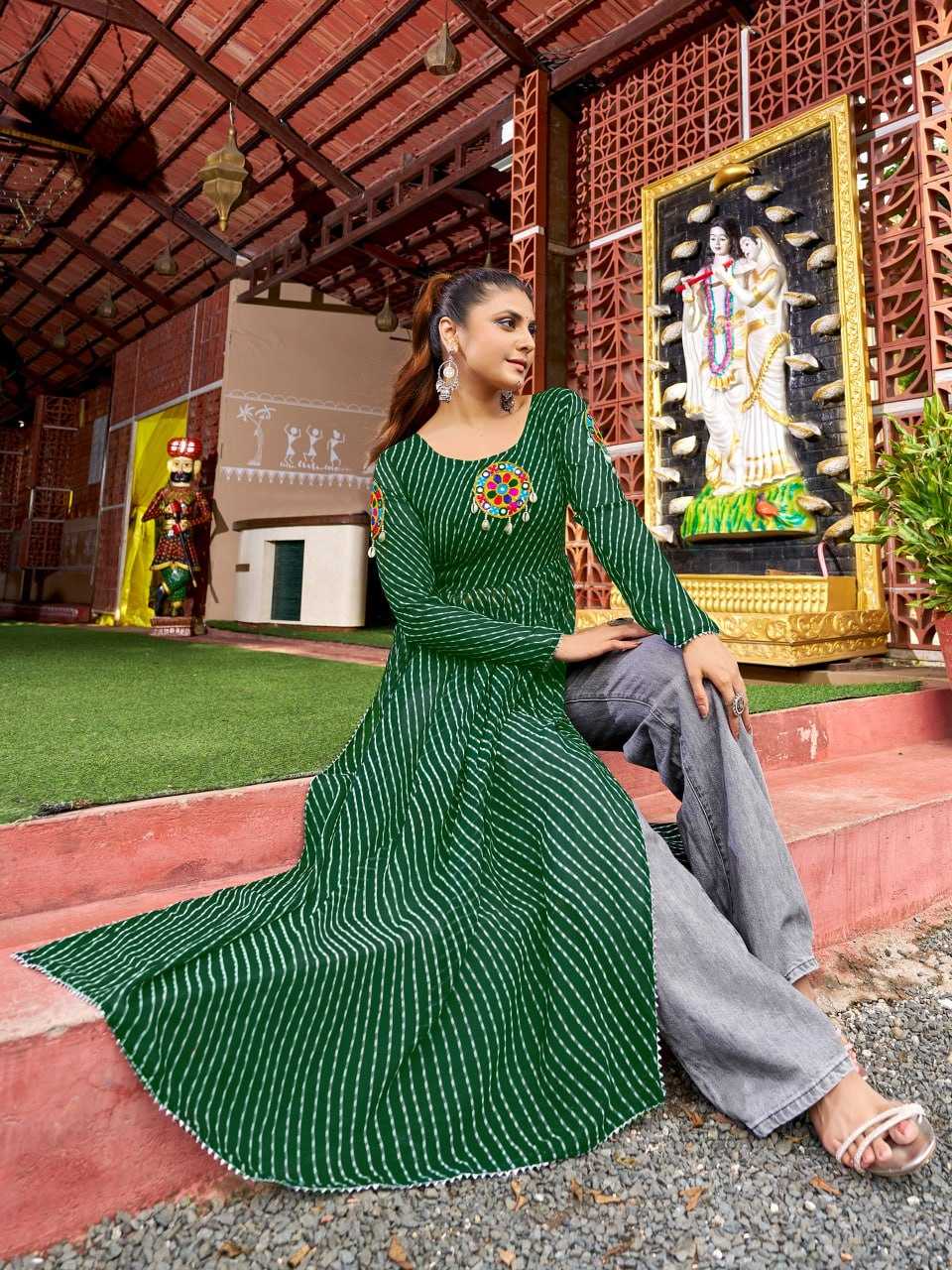 Ynf Faux Georgette KESH564 136 Kurti Wholesale Festive Kurtis Bandhani Kurtis Manufacturer- Kapda Export