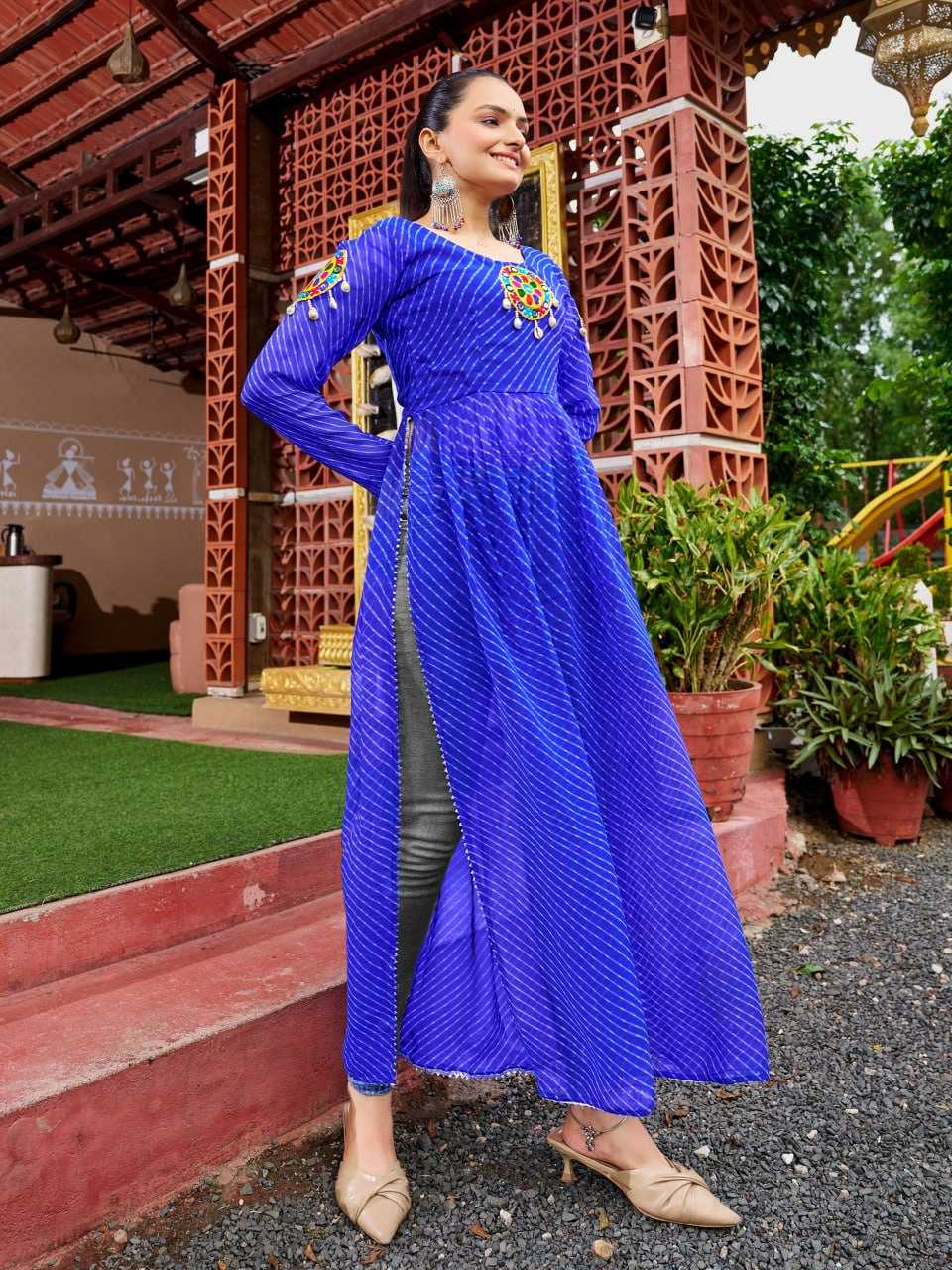 Ynf Faux Georgette KESH564 136 Kurti Wholesale Festive Kurtis Bandhani Kurtis Manufacturer- Kapda Export