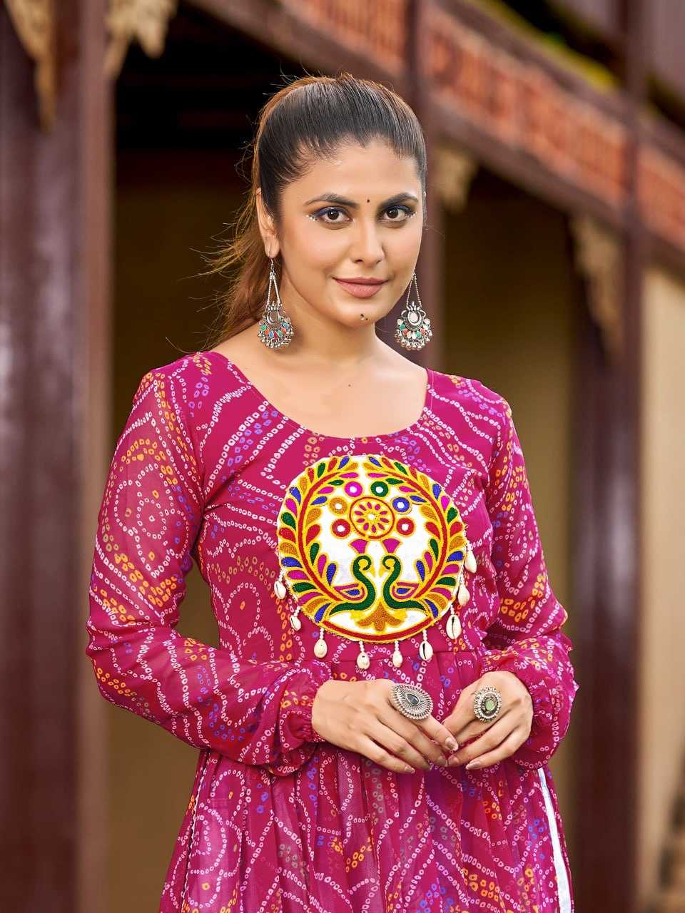 Ynf Faux Georgette KESH564 139 Kurti Wholesale Festive Kurtis Bandhani Kurtis Manufacturer- Kapda Export