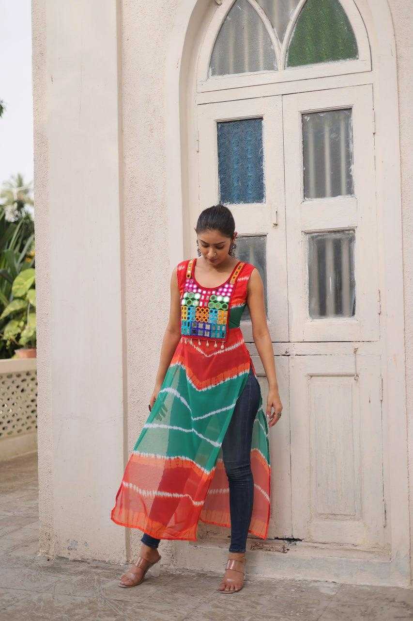 Ynf Georgette KESH491 9267 Kurti Wholesale Ladies Kurti Georgette Kurti Bandhani Kurtis Manufacturer- Kapda Export