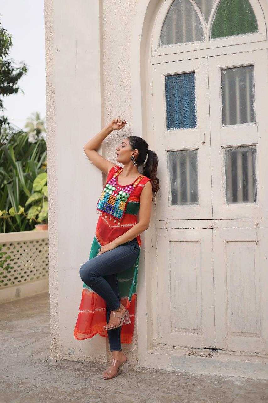 Ynf Georgette KESH491 9267 Kurti Wholesale Ladies Kurti Georgette Kurti Bandhani Kurtis Manufacturer- Kapda Export