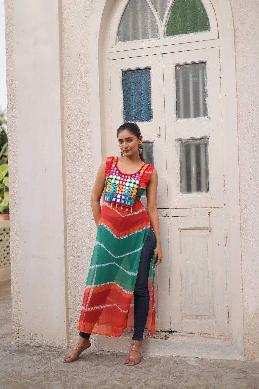 Ynf Georgette KESH491 9267 Kurti Wholesale Ladies Kurti Georgette Kurti Bandhani Kurtis Manufacturer- Kapda Export