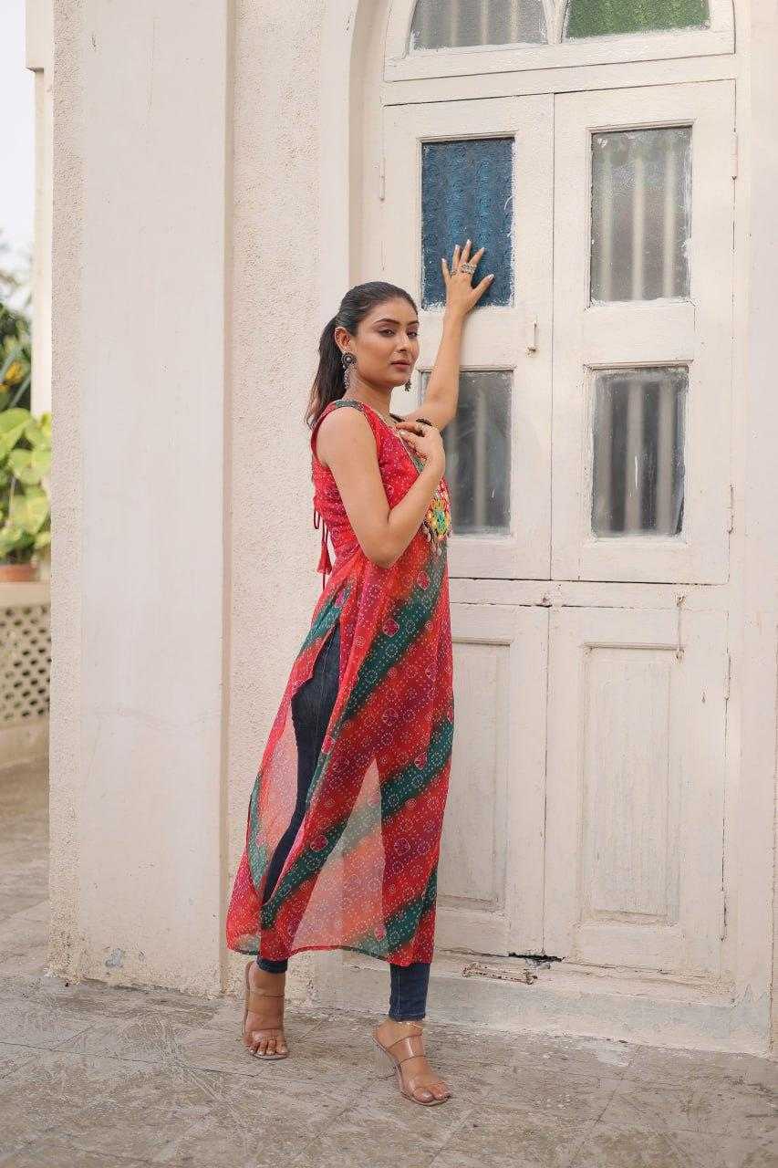 Ynf Georgette KESH491 9267 Kurti Wholesale Ladies Kurti Georgette Kurti Bandhani Kurtis Manufacturer- Kapda Export