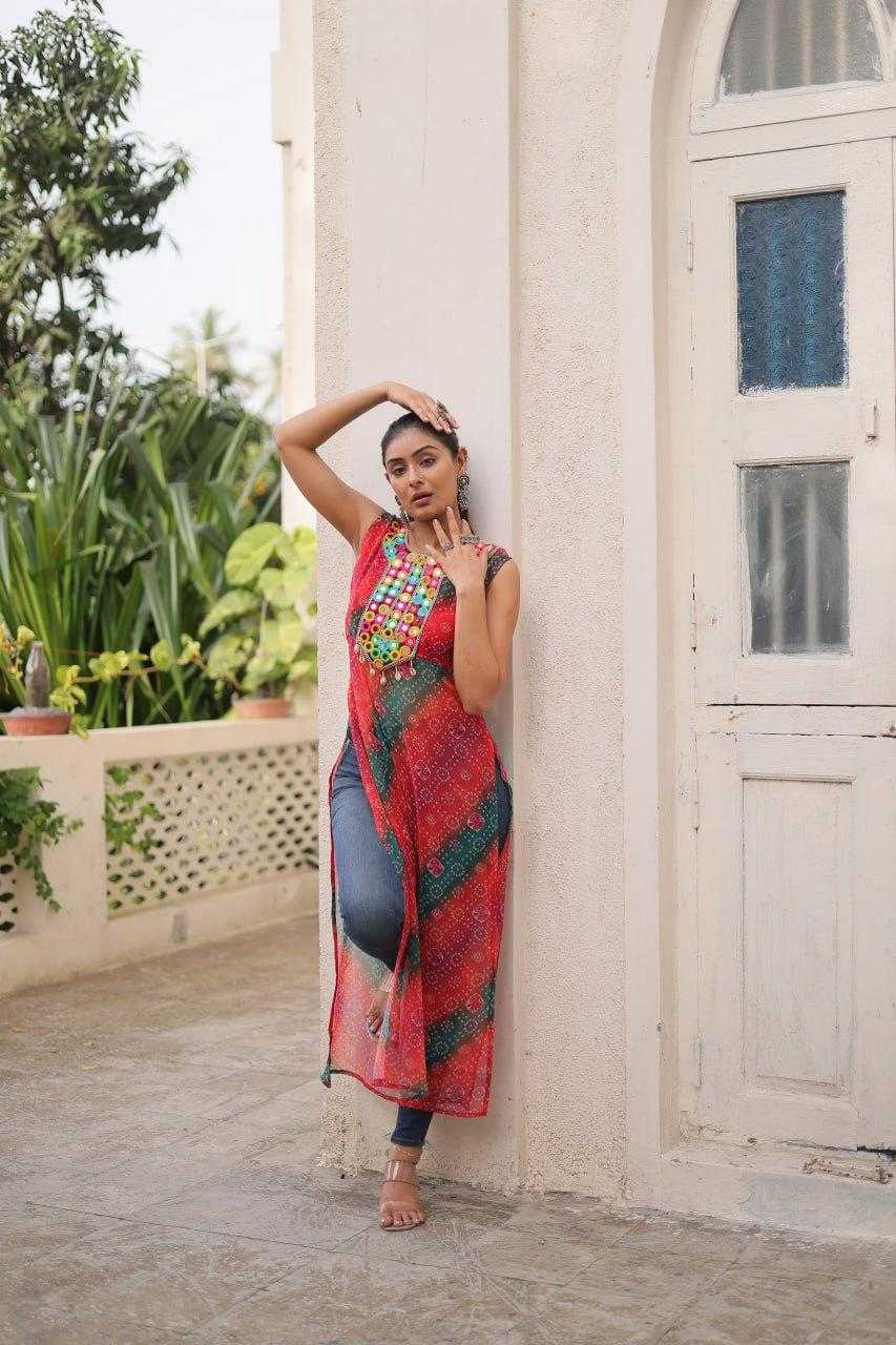 Ynf Georgette KESH491 9267 Kurti Wholesale Ladies Kurti Georgette Kurti Bandhani Kurtis Manufacturer- Kapda Export