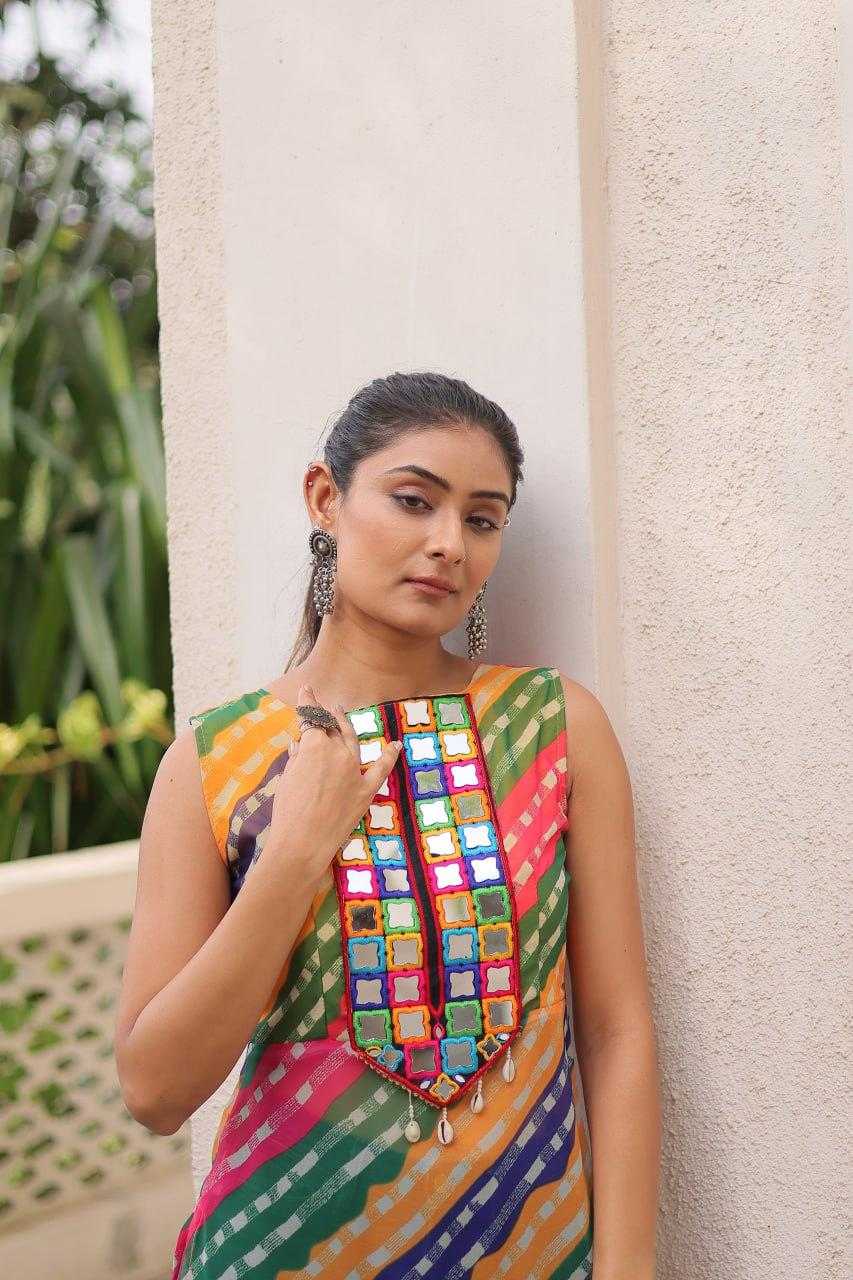 Ynf Georgette KESH491 9267 Kurti Wholesale Ladies Kurti Georgette Kurti Bandhani Kurtis Manufacturer- Kapda Export