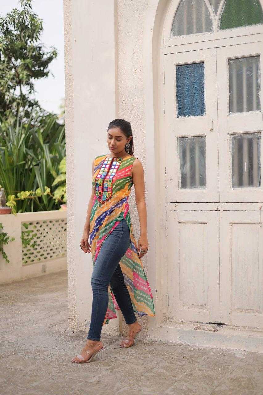 Ynf Georgette KESH491 9267 Kurti Wholesale Ladies Kurti Georgette Kurti Bandhani Kurtis Manufacturer- Kapda Export