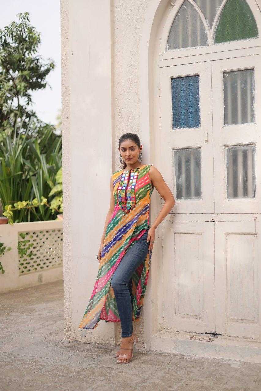 Ynf Georgette KESH491 9267 Kurti Wholesale Ladies Kurti Georgette Kurti Bandhani Kurtis Manufacturer- Kapda Export