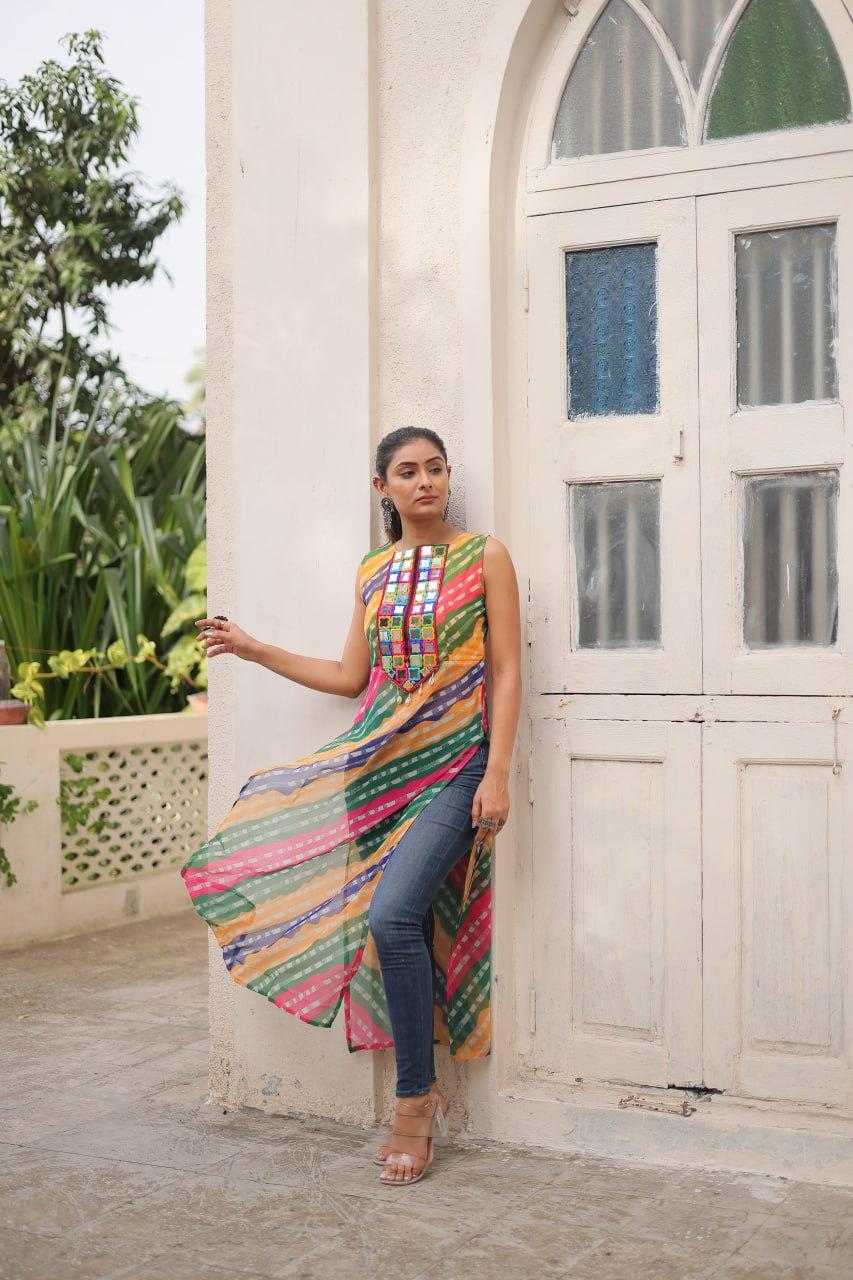 Ynf Georgette KESH491 9267 Kurti Wholesale Ladies Kurti Georgette Kurti Bandhani Kurtis Manufacturer- Kapda Export