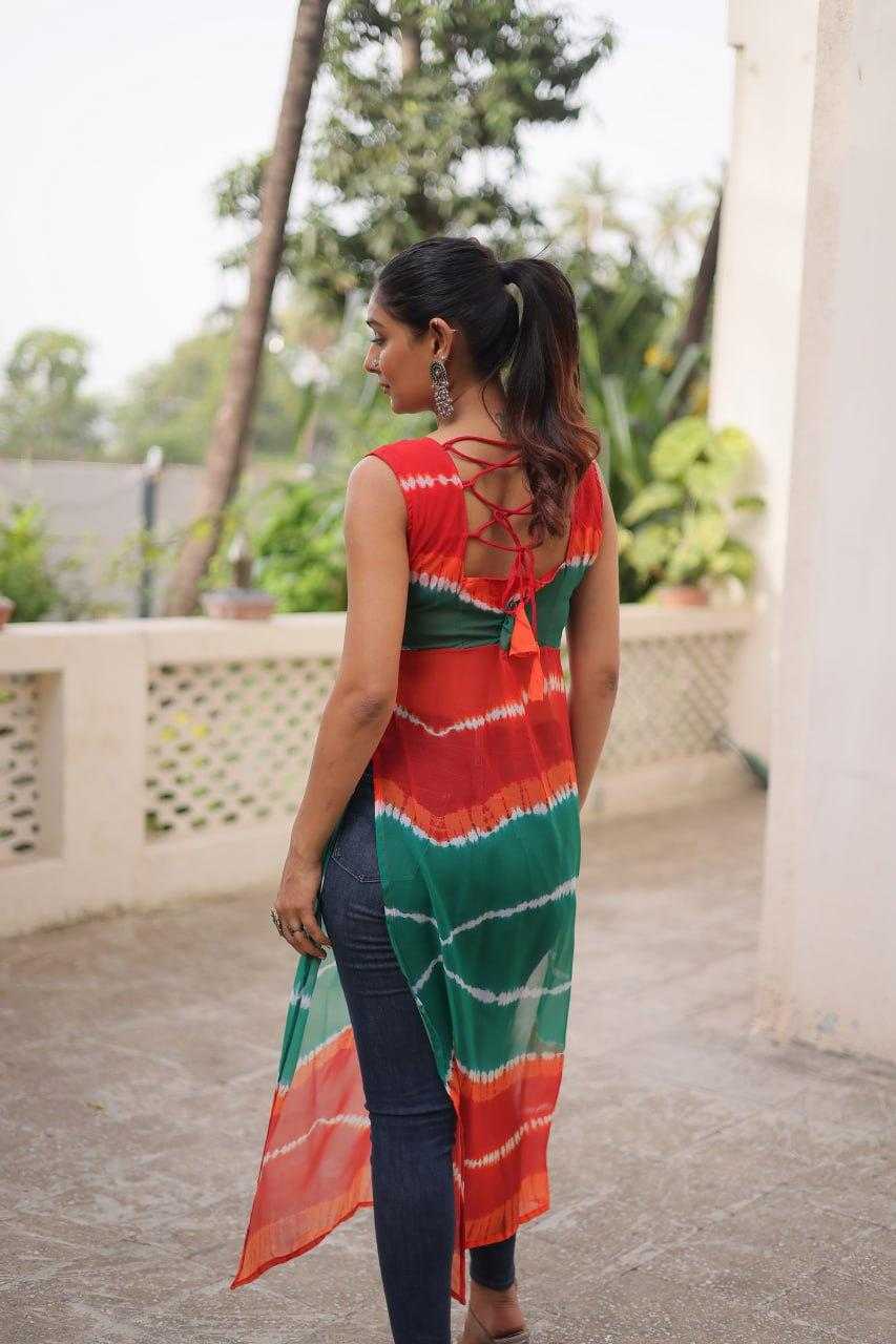 Ynf Georgette KESH491 9267 Kurti Wholesale Ladies Kurti Georgette Kurti Bandhani Kurtis Manufacturer- Kapda Export