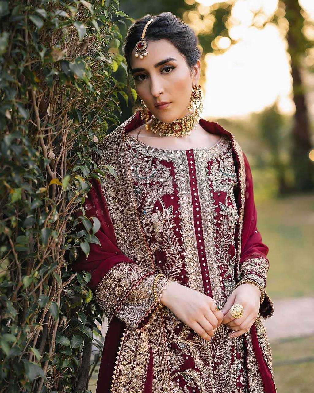 Ynf Georgette KESH499 5297 Suits & Dresses Wholesale Embroidery Suits Wedding Suits Maroon Salwar Suit Manufacturer- Kapda Export