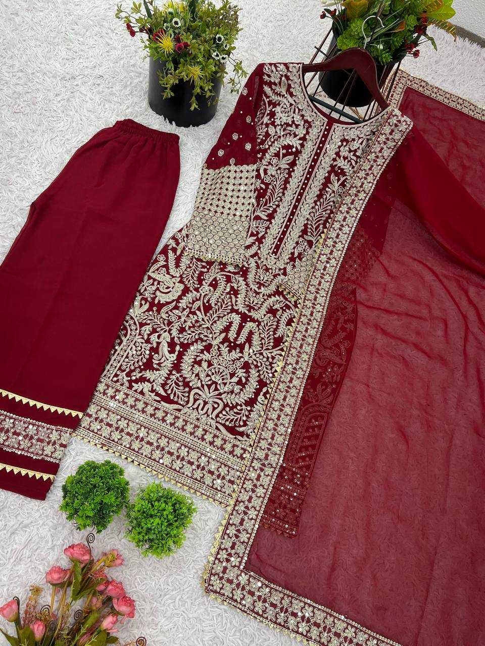 Ynf Georgette KESH499 5297 Suits & Dresses Wholesale Embroidery Suits Wedding Suits Maroon Salwar Suit Manufacturer- Kapda Export