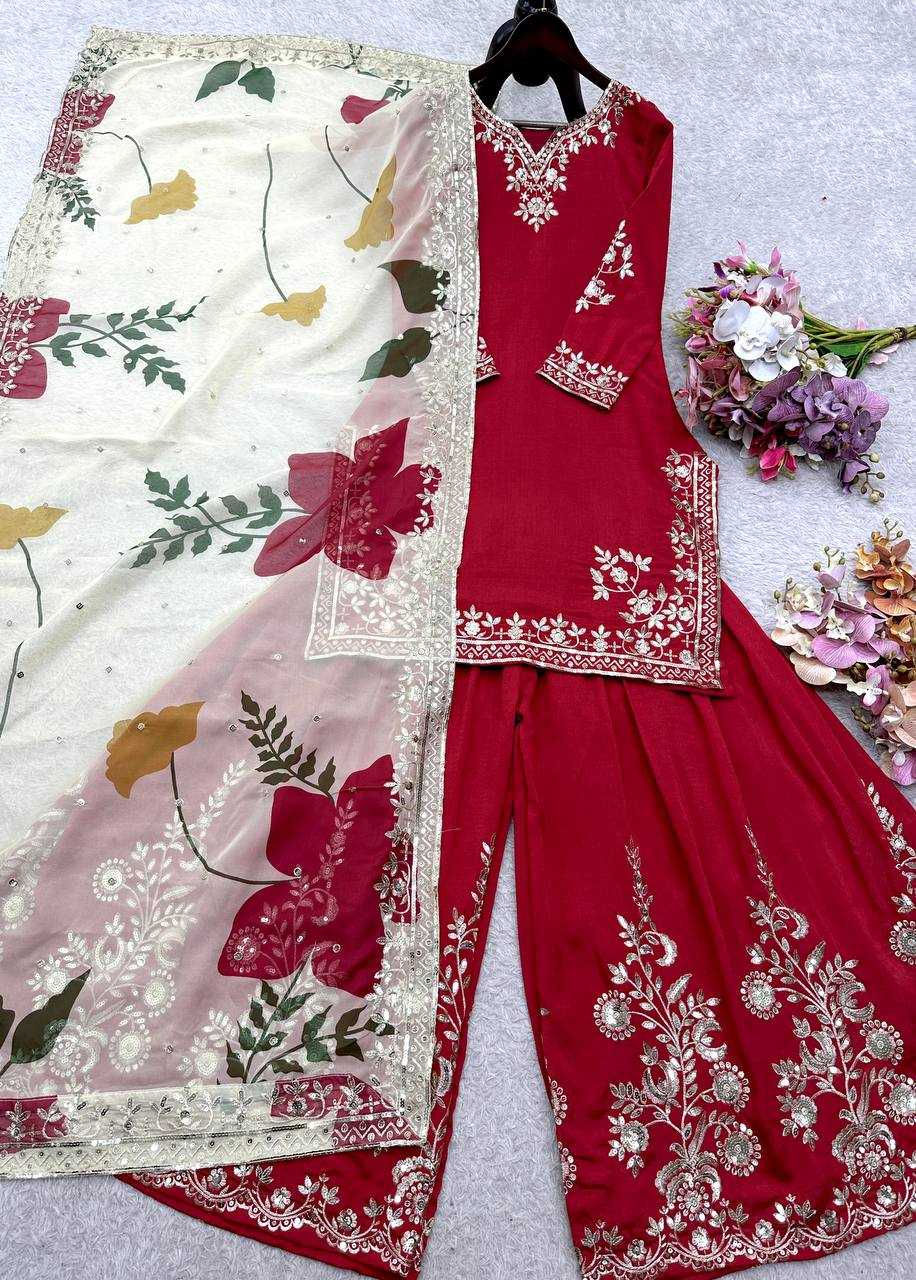 Ynf Georgette KESH506 1219 Suits & Dresses Wholesale Sharara Salwar Suits Embroidery Suits Red Salwar Suit Manufacturer- Kapda Export