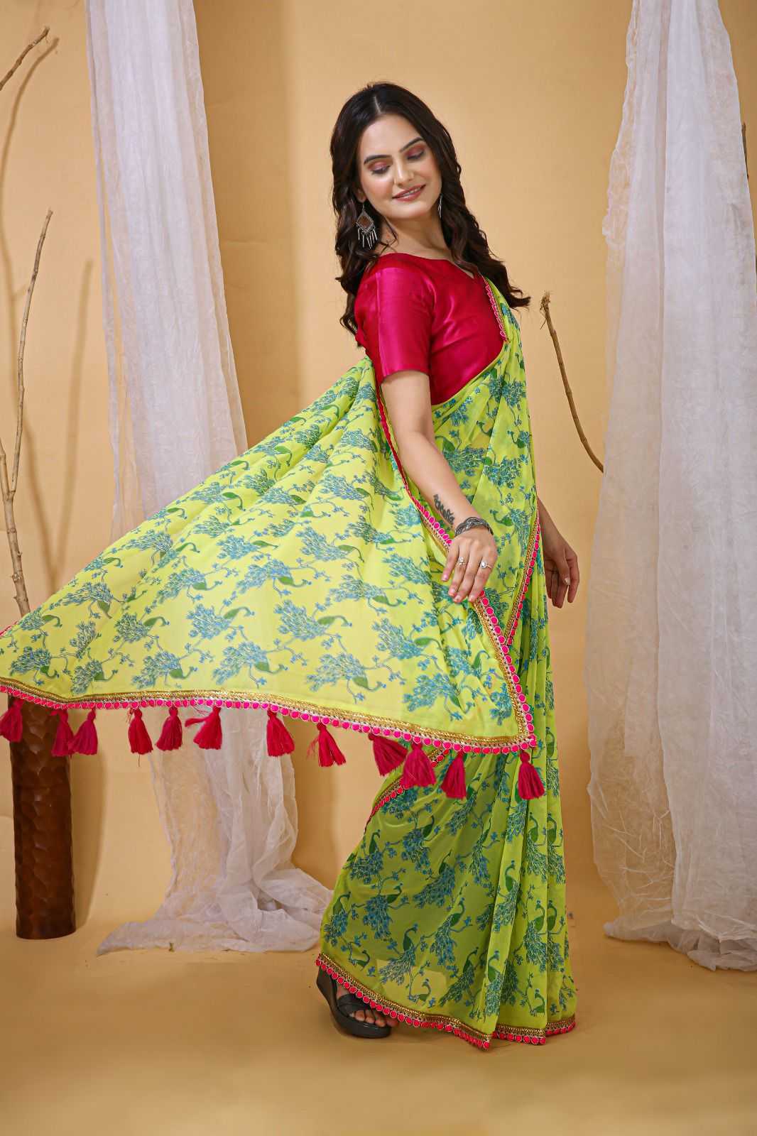 Ynf Georgette KESH577 905 Sarees Wedding Collections Wholesale Georgette Sarees Embroidered Sarees Haldi Outfits Manufacturer- Kapda Export