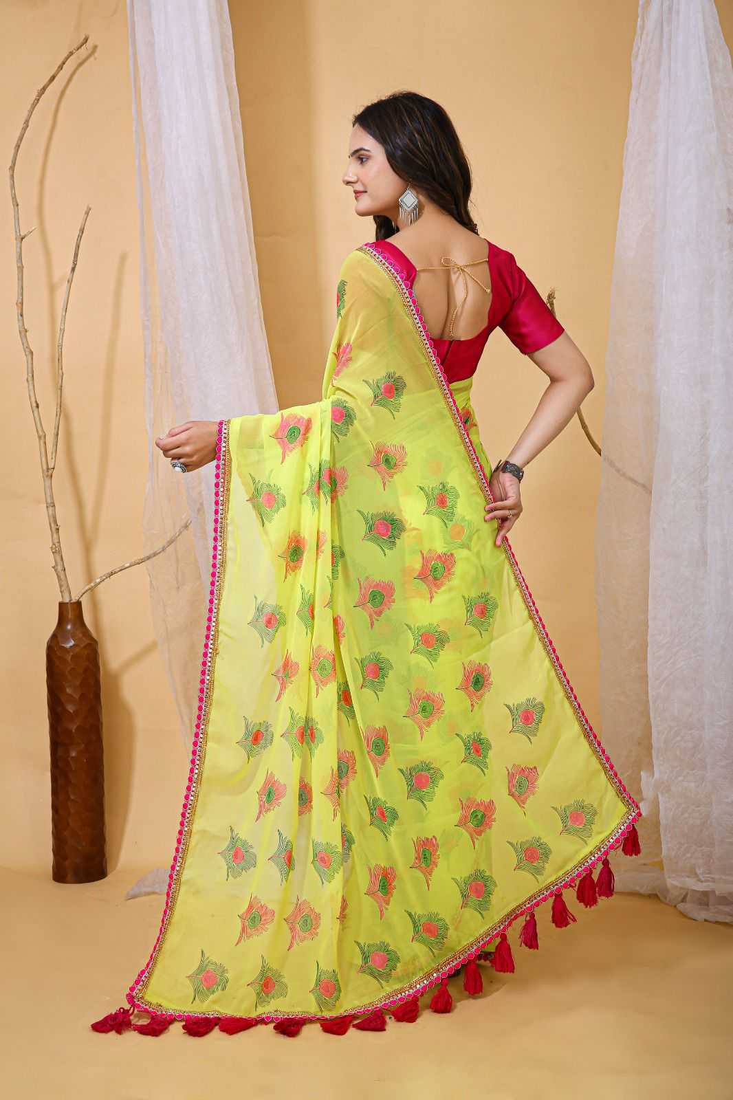 Ynf Georgette KESH577 905 Sarees Wedding Collections Wholesale Georgette Sarees Embroidered Sarees Haldi Outfits Manufacturer- Kapda Export