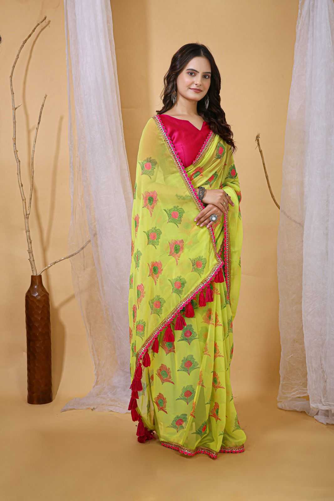 Ynf Georgette KESH577 905 Sarees Wedding Collections Wholesale Georgette Sarees Embroidered Sarees Haldi Outfits Manufacturer- Kapda Export