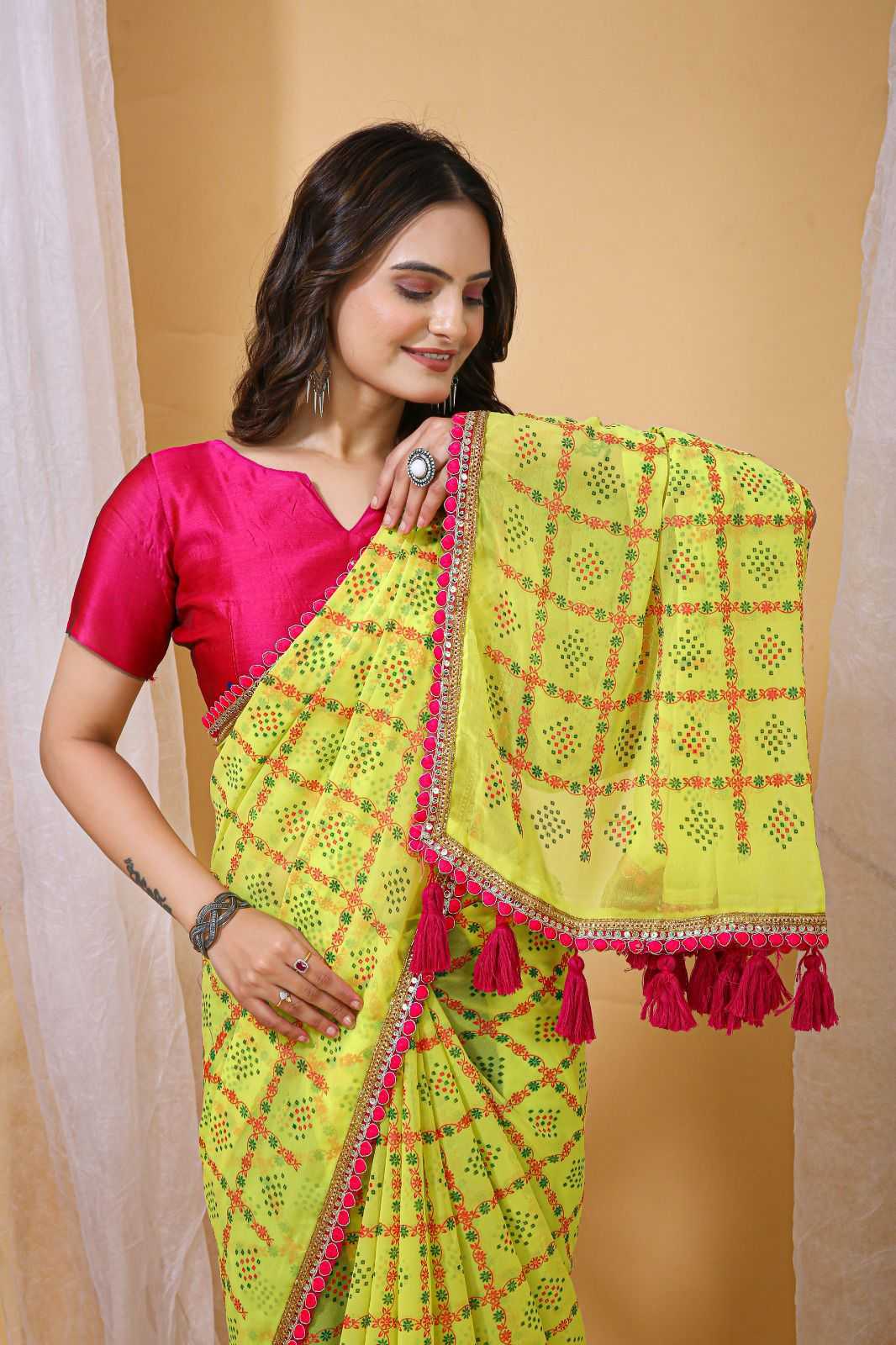 Ynf Georgette KESH577 905 Sarees Wedding Collections Wholesale Georgette Sarees Embroidered Sarees Haldi Outfits Manufacturer- Kapda Export