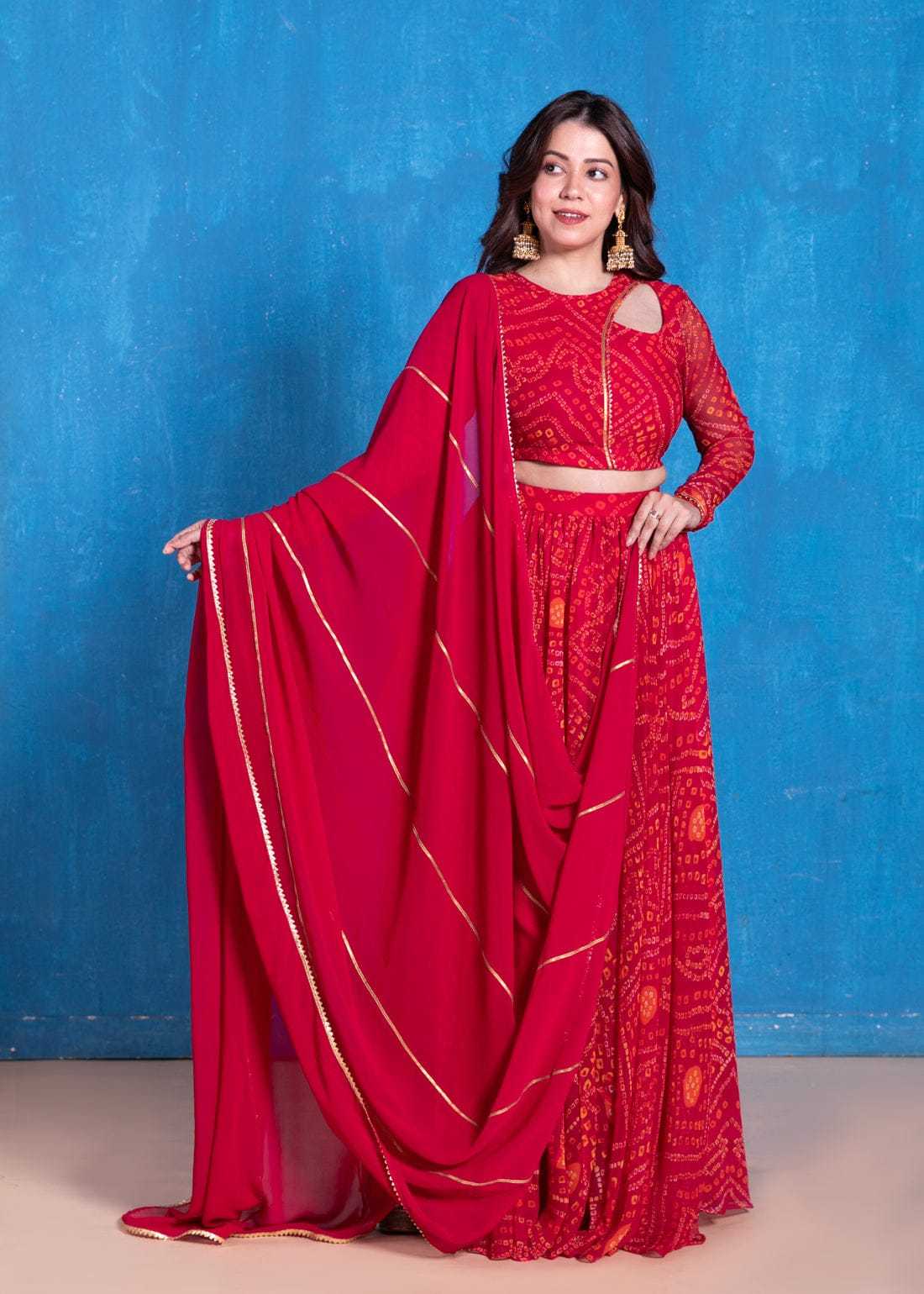 Ynf Georgette RIN157 LEHENGA-10 Lehengas Plus Size Collections Wholesale Printed Lehenga Georgette Lehenga Red Lehenga Manufacturer- Kapda Export