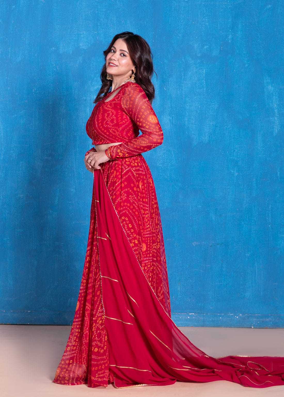 Ynf Georgette RIN157 LEHENGA-10 Lehengas Plus Size Collections Wholesale Printed Lehenga Georgette Lehenga Red Lehenga Manufacturer- Kapda Export