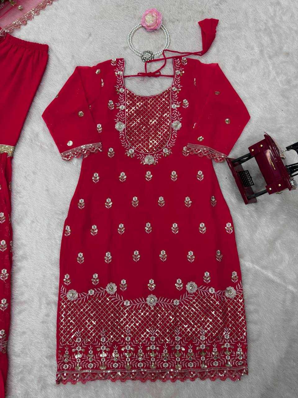 Ynf Georgette RIN162 5909 Suits & Dresses Wholesale Sharara Salwar Suits Embroidery Suits Red Salwar Suit Manufacturer- Kapda Export