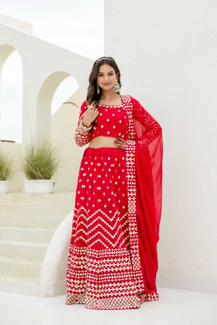 Ynf Georgette RIN228 117 Lehengas Wholesale Embroidered Lehenga Georgette Lehenga Red Lehenga Manufacturer- Kapda Export