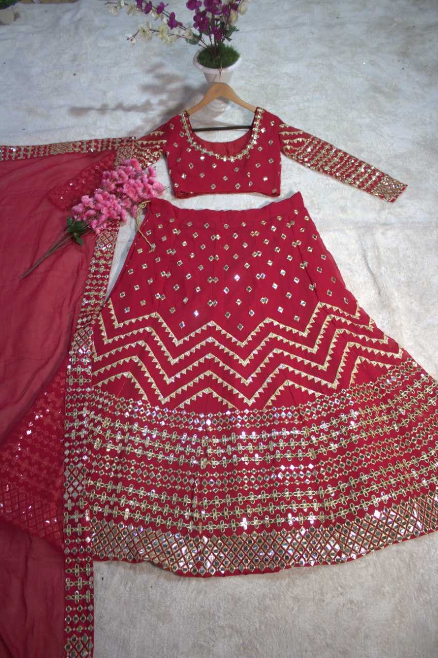 Ynf Georgette RIN228 117 Lehengas Wholesale Embroidered Lehenga Georgette Lehenga Red Lehenga Manufacturer- Kapda Export