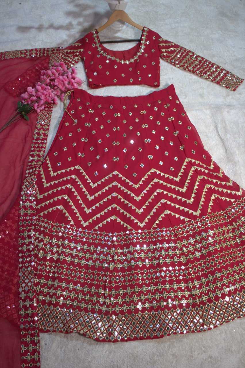 Ynf Georgette RIN228 117 Lehengas Wholesale Embroidered Lehenga Georgette Lehenga Red Lehenga Manufacturer- Kapda Export