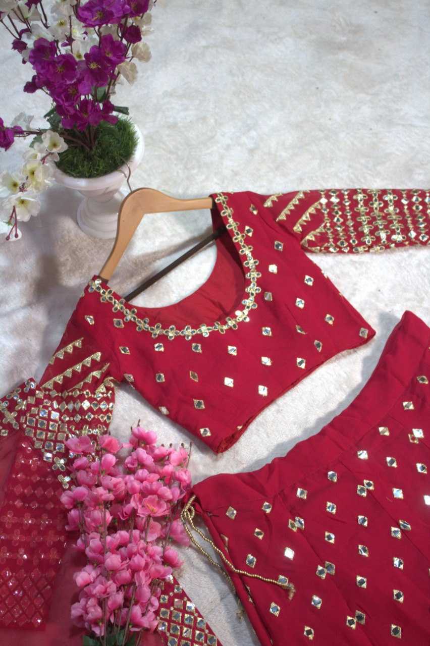 Ynf Georgette RIN228 117 Lehengas Wholesale Embroidered Lehenga Georgette Lehenga Red Lehenga Manufacturer- Kapda Export