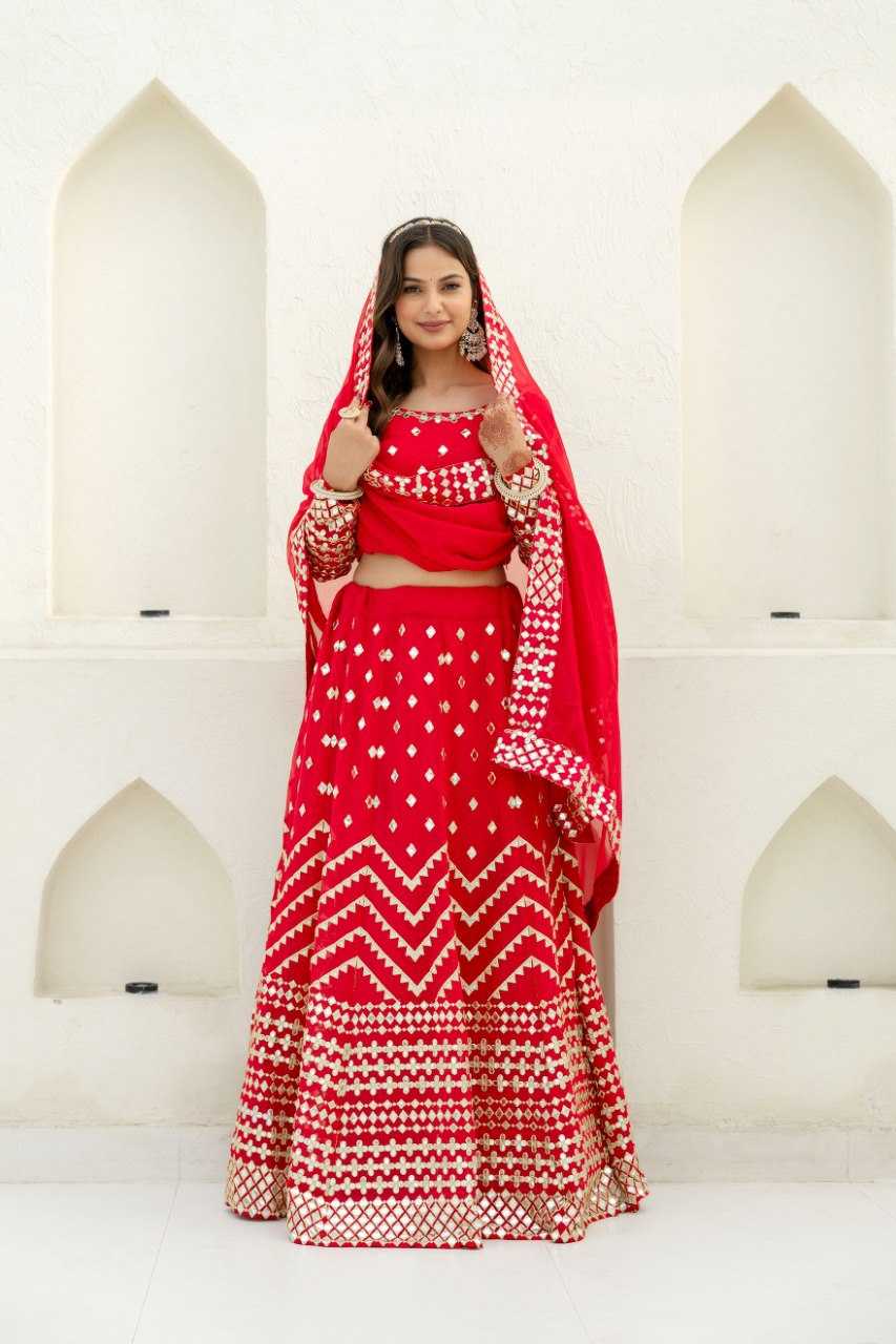 Ynf Georgette RIN228 117 Lehengas Wholesale Embroidered Lehenga Georgette Lehenga Red Lehenga Manufacturer- Kapda Export