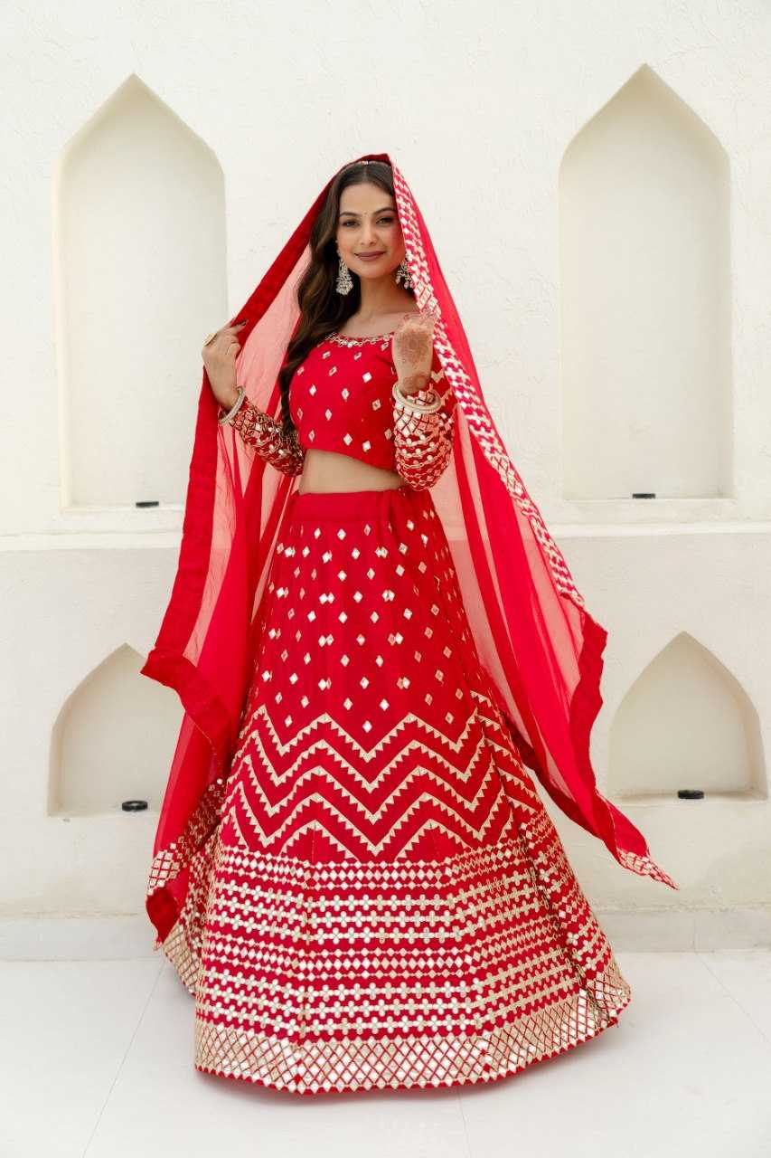 Ynf Georgette RIN228 117 Lehengas Wholesale Embroidered Lehenga Georgette Lehenga Red Lehenga Manufacturer- Kapda Export