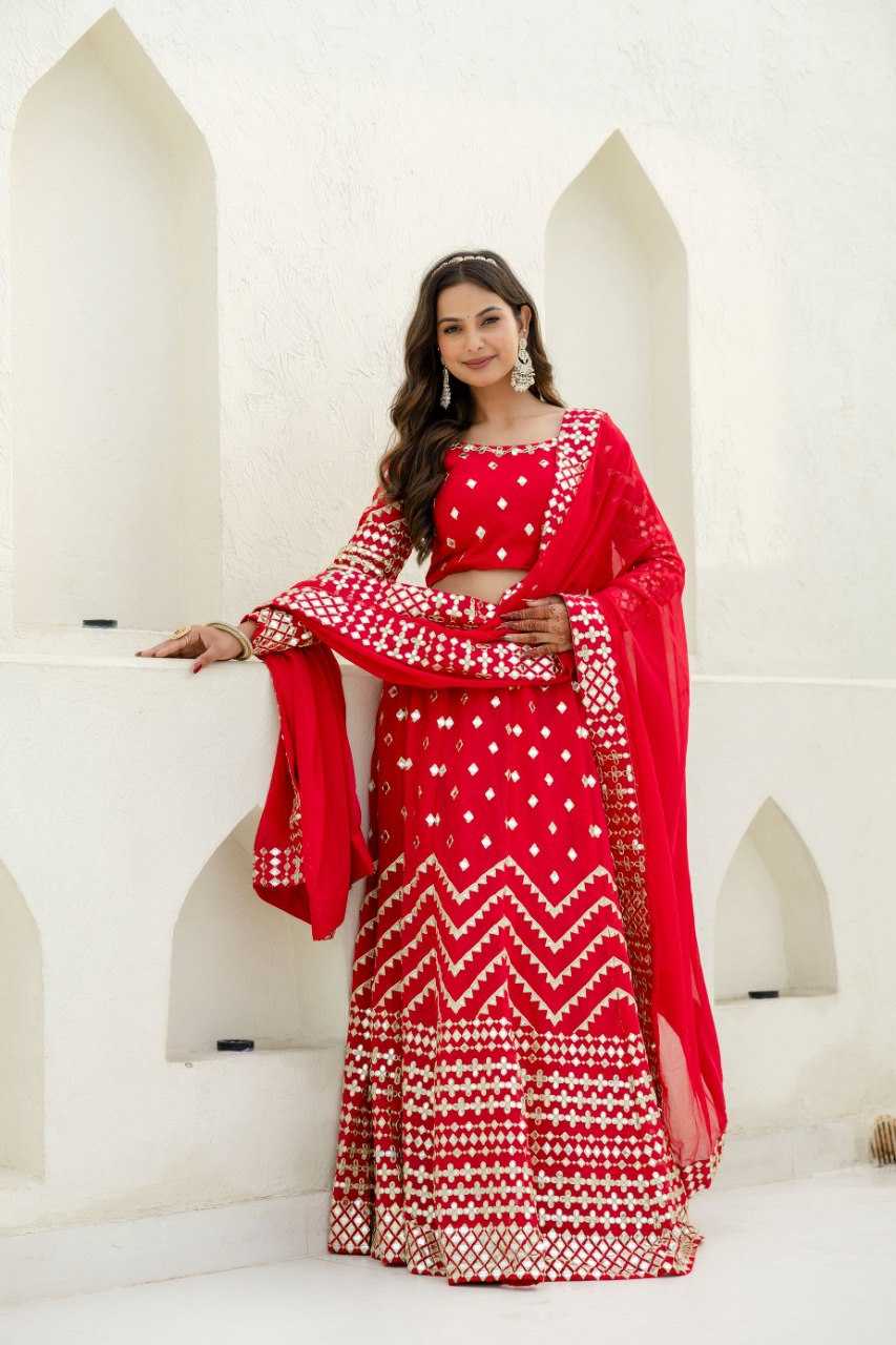 Ynf Georgette RIN228 117 Lehengas Wholesale Embroidered Lehenga Georgette Lehenga Red Lehenga Manufacturer- Kapda Export