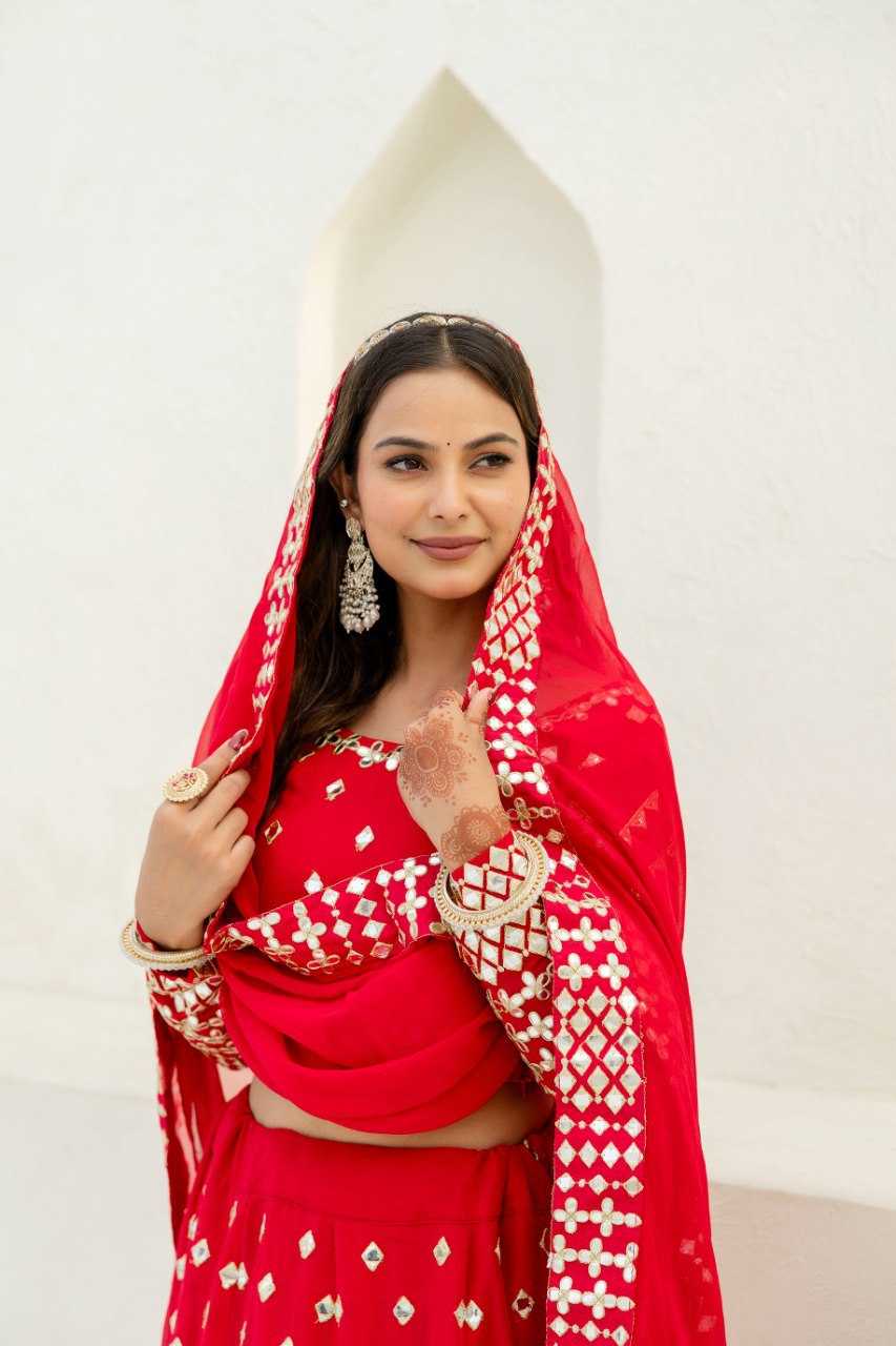 Ynf Georgette RIN228 117 Lehengas Wholesale Embroidered Lehenga Georgette Lehenga Red Lehenga Manufacturer- Kapda Export