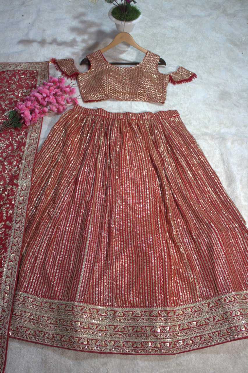Ynf Georgette RIN228 221 Lehengas Wholesale Embroidered Lehenga Georgette Lehenga Red Lehenga Manufacturer- Kapda Export