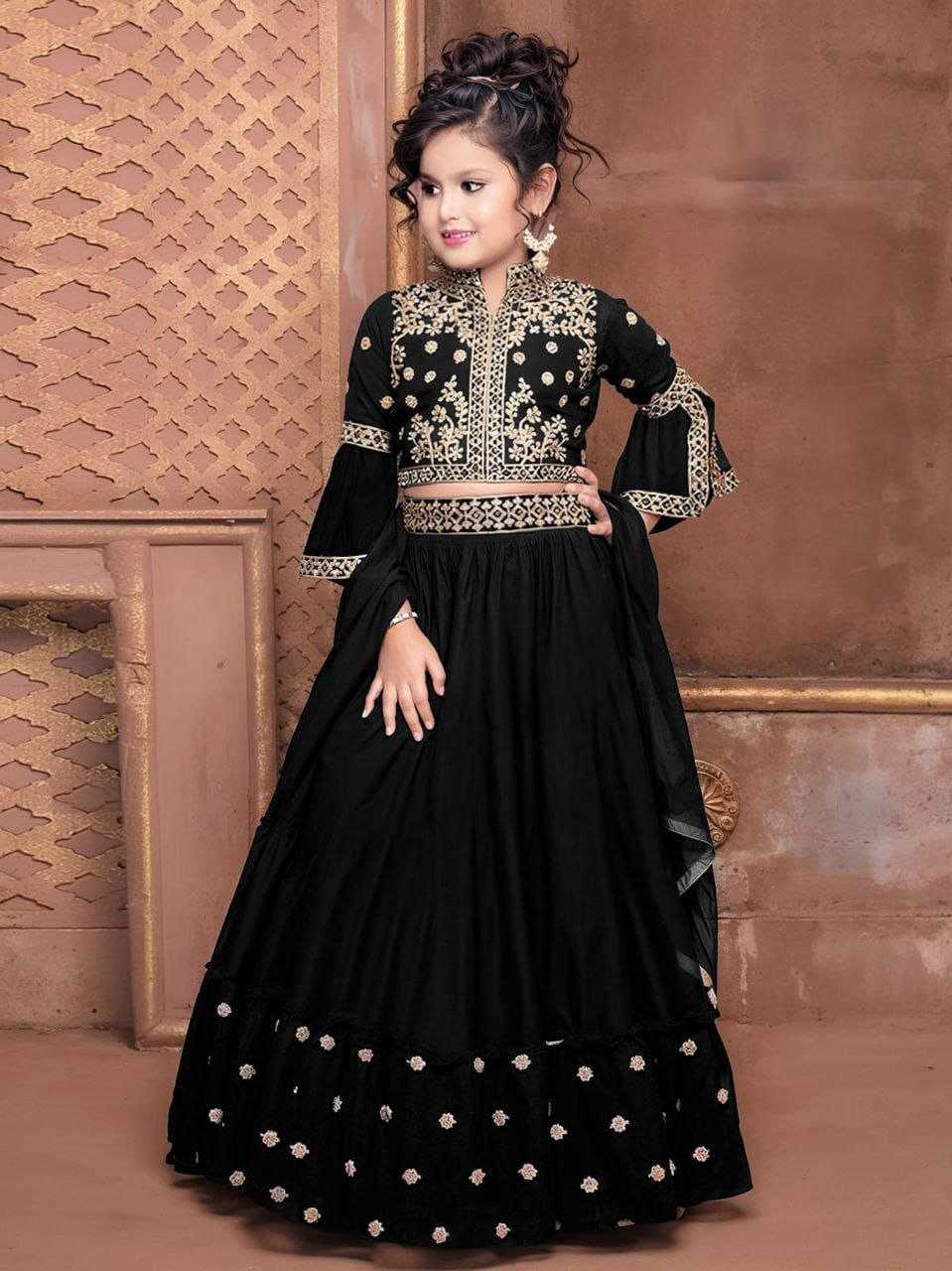 Ynf Handloom Silk RIN204 AEKADASHI LILEN Kids Wear Wholesale Kids Lehenga Kids Nightwear Kids Ghagra Choli Manufacturer- Kapda Export