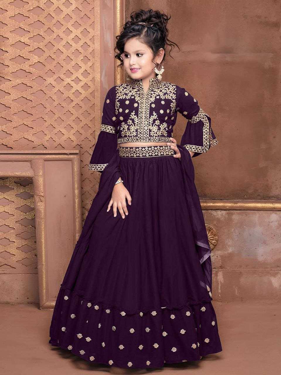 Ynf Handloom Silk RIN204 AEKADASHI LILEN Kids Wear Wholesale Kids Lehenga Kids Nightwear Kids Ghagra Choli Manufacturer- Kapda Export