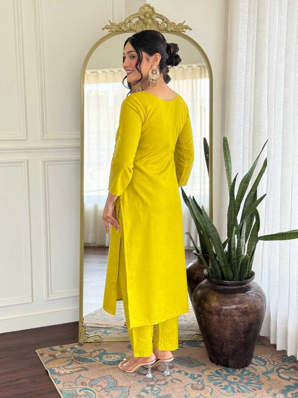 Ynf Heavy Roman Silk KESH517 A7 Suits & Dresses Wholesale Embroidery Suits Party wear suits Yellow Salwar Suit Manufacturer- Kapda Export