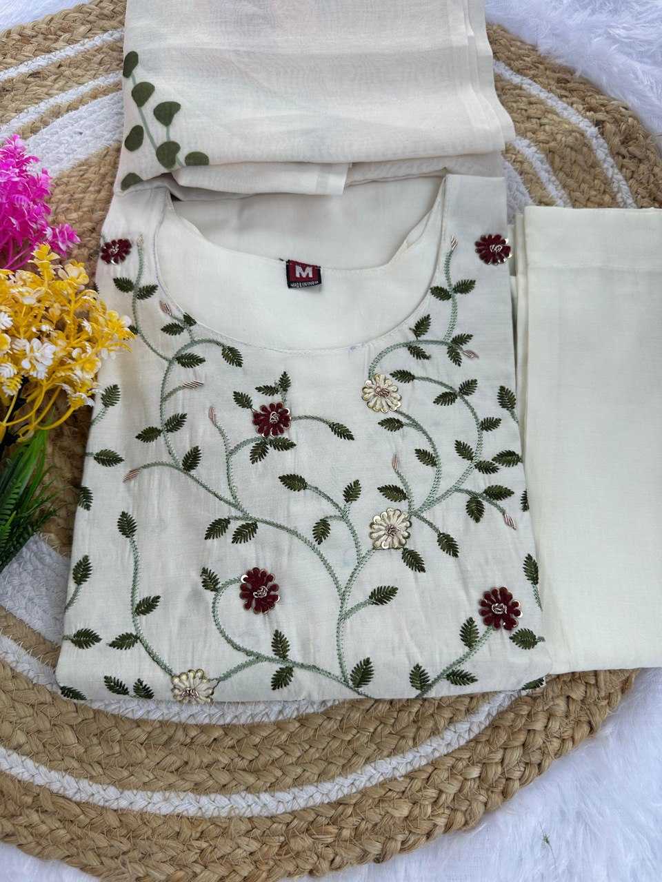 Ynf Heavy Roman Silk KESH601 209 Kurti Wholesale Embroidered Kurtis Silk Kurtis White Kurtis Manufacturer- Kapda Export
